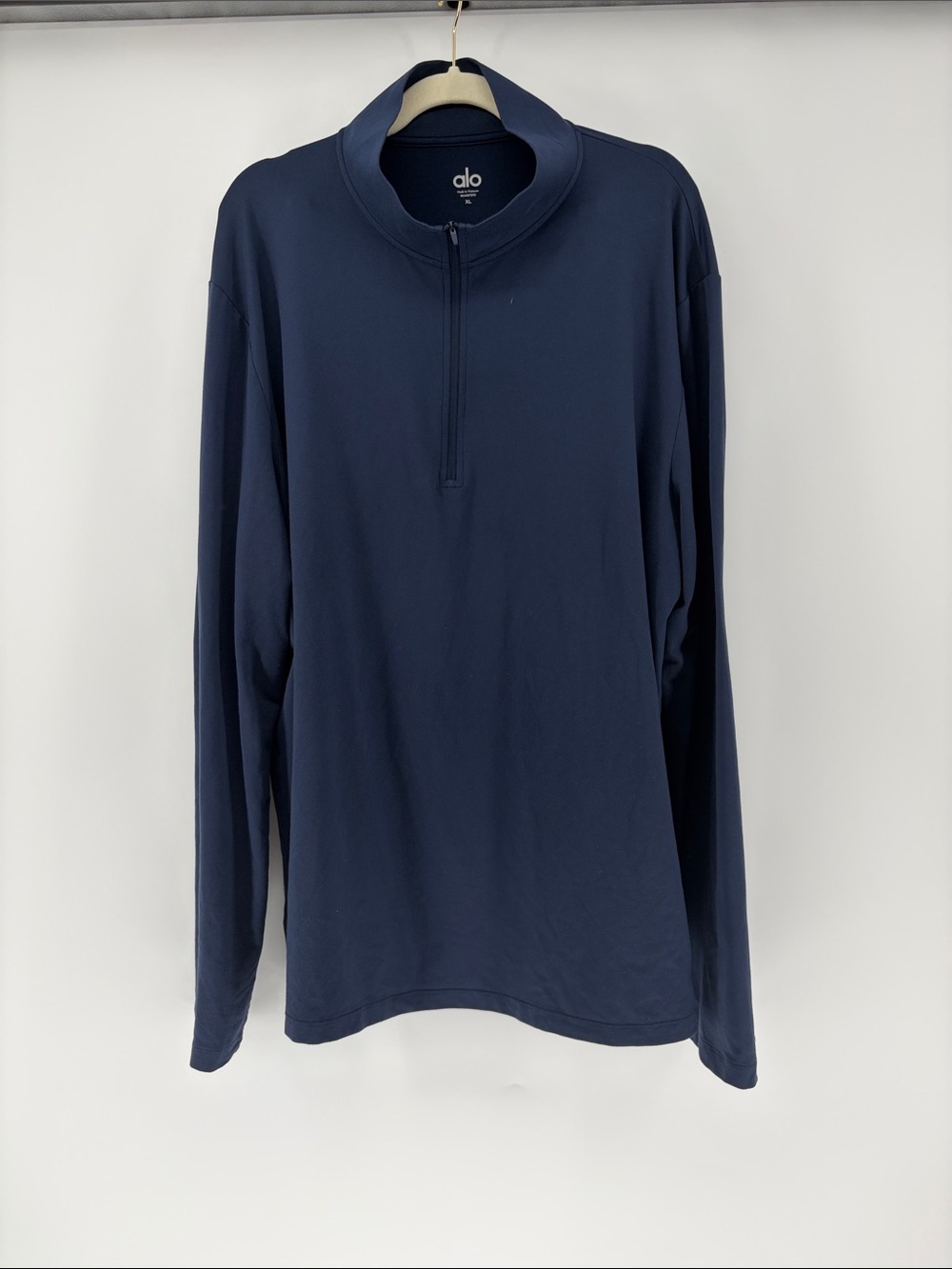 ALO Yoga Men's Navy Half-Zip Performance Pullover XL Reform Mock Neck